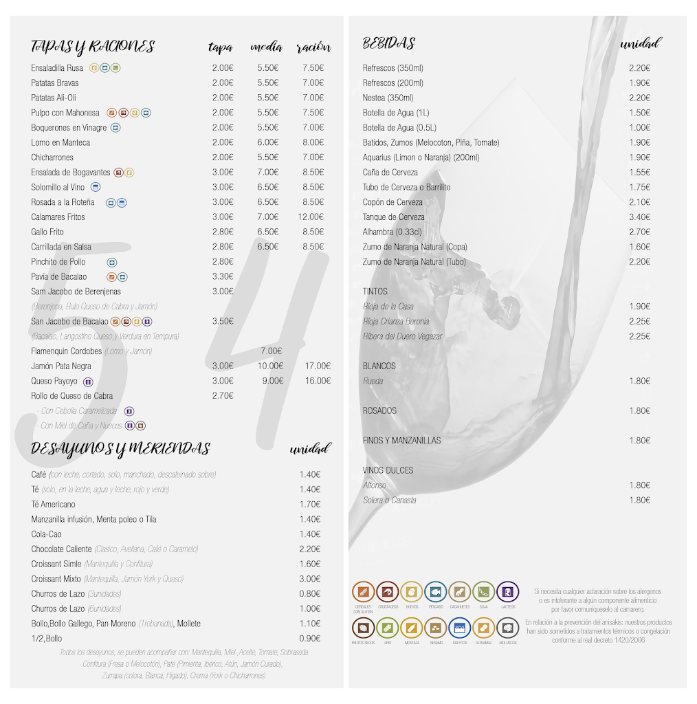 Bar Mercedes Algeciras — Carta