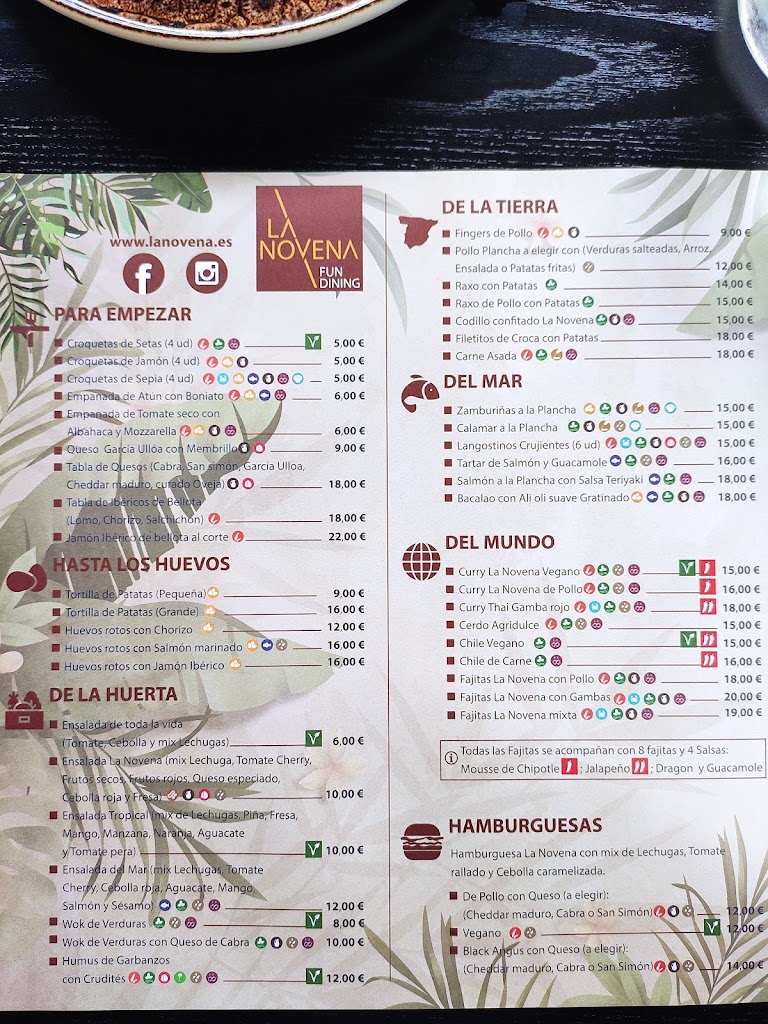 La Novena Fun Dining — Carta