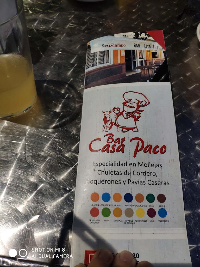 Restaurante Casa Paco — Carta