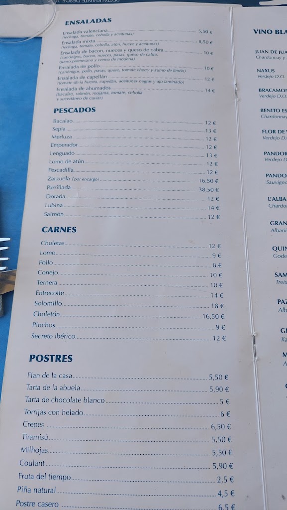 Merendero Manolo — Carta