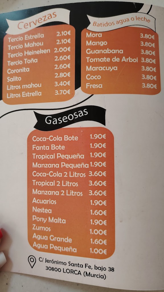 Restaurante La Parada Latina — Carta