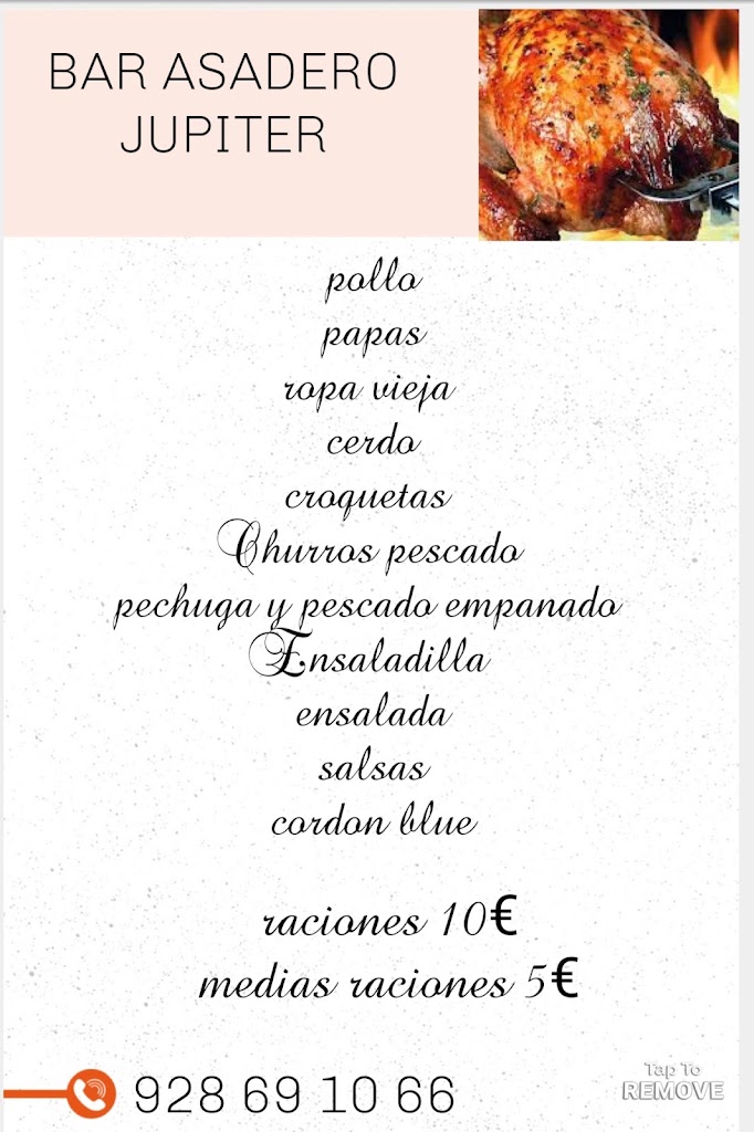 Asadero de Pollos Jupiter — Carta
