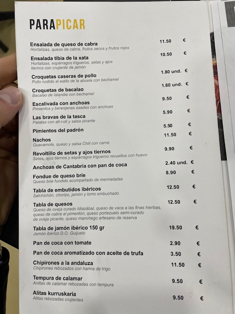 La tasca de Santi — Carta