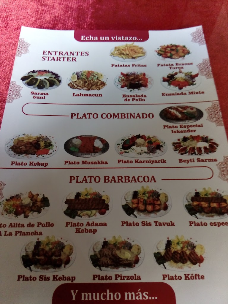 Restaurante Kapadokya — Carta