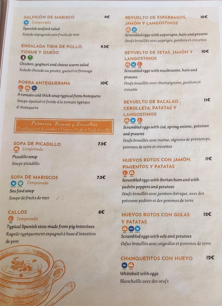 Cafeteria - Restaurante El Mercado — Carta