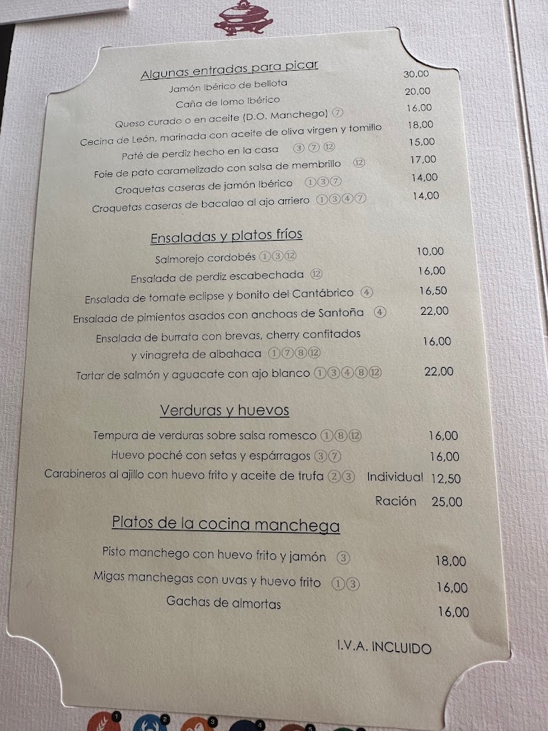 Restaurante La Aguzadera — Carta