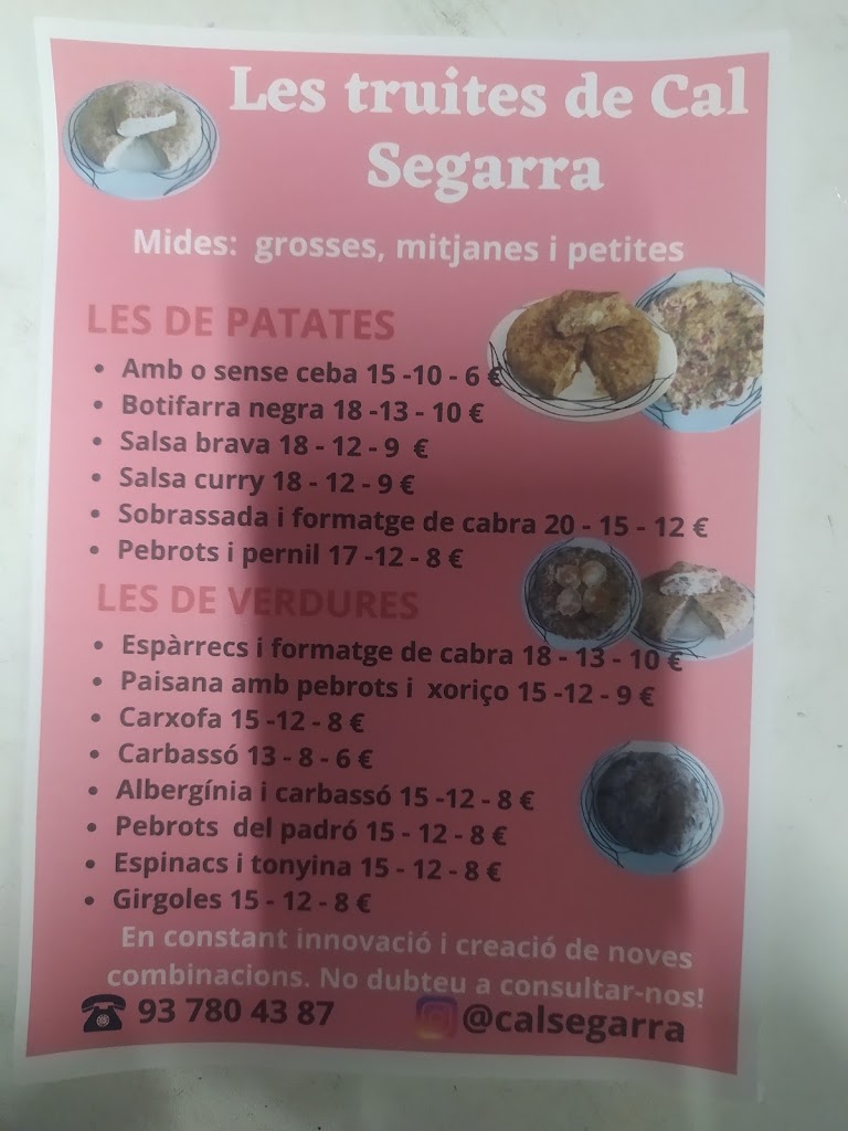 Cal Segarra Bar — Carta