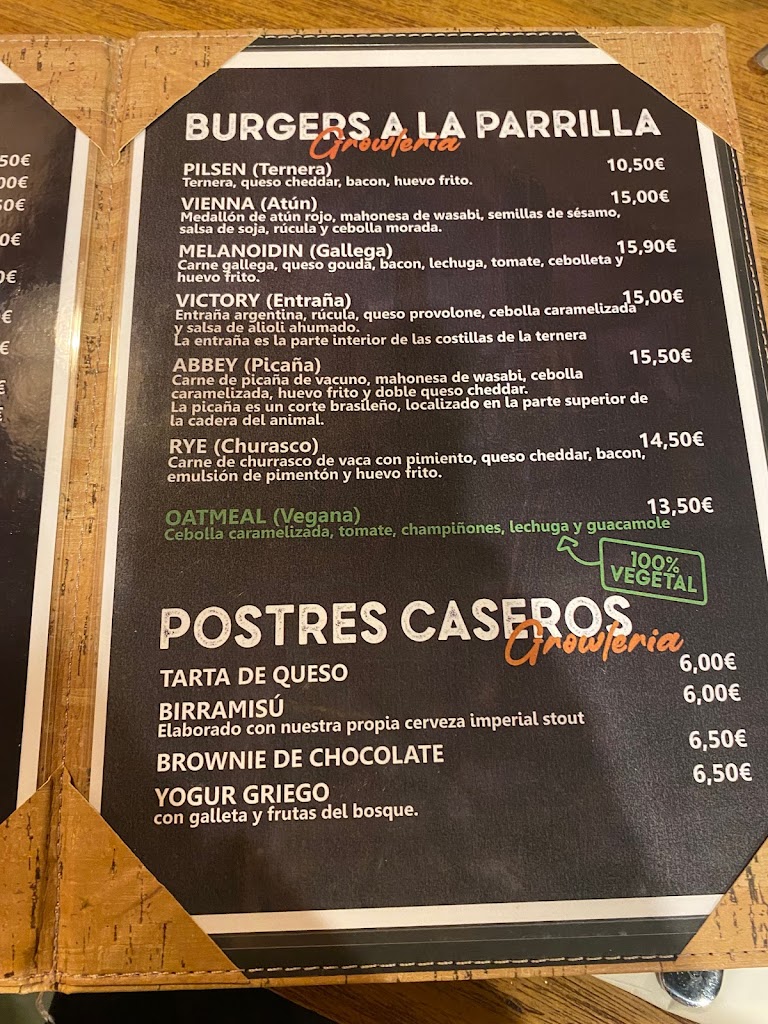 Hamburgueseria La Growleria — Carta