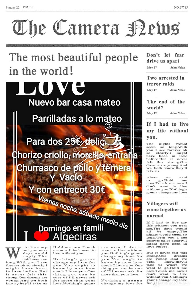 Nuevo bar casa mateo — Carta