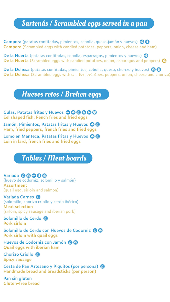 Restaurante la Vina de Ale — Carta