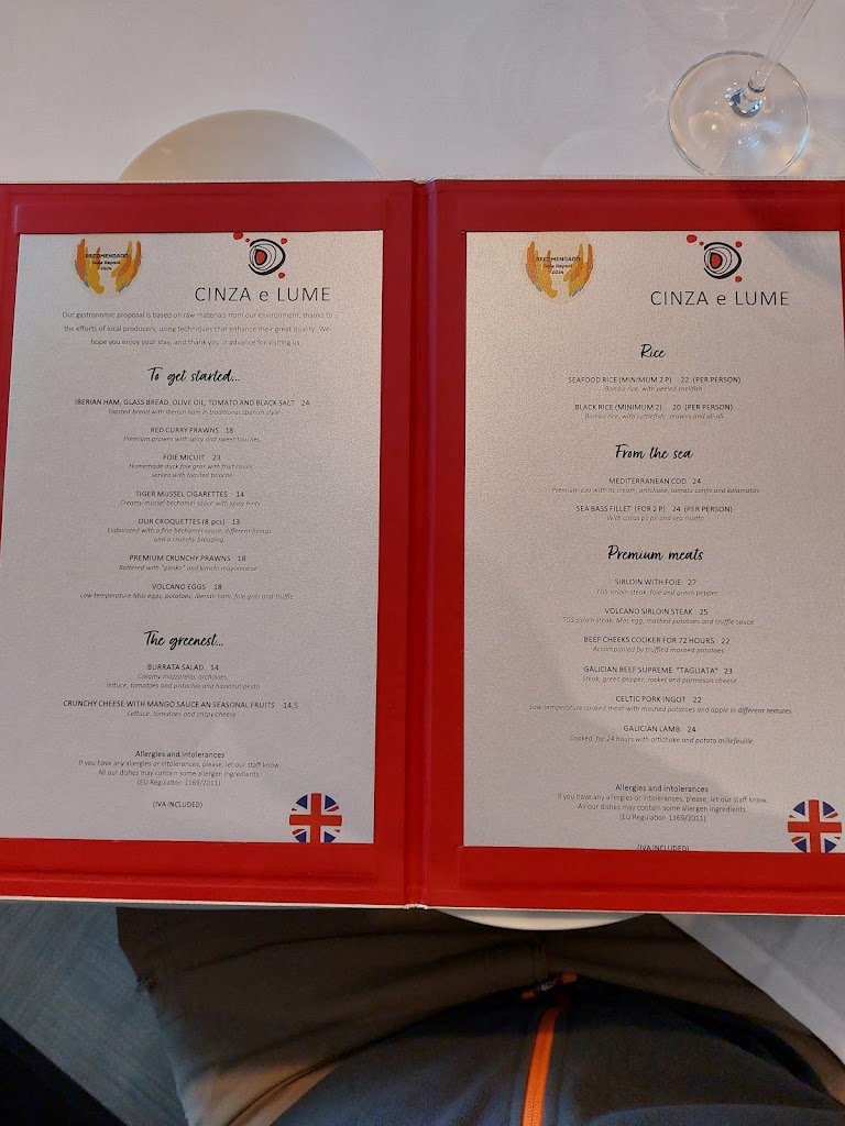 Restaurante Cinza e Lume — Carta