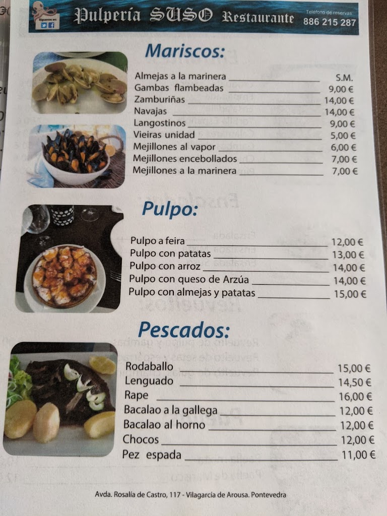 Pulperia Suso — Carta