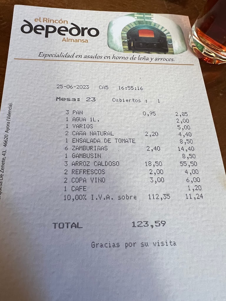 Restaurante El Rincon De Pedro — Carta