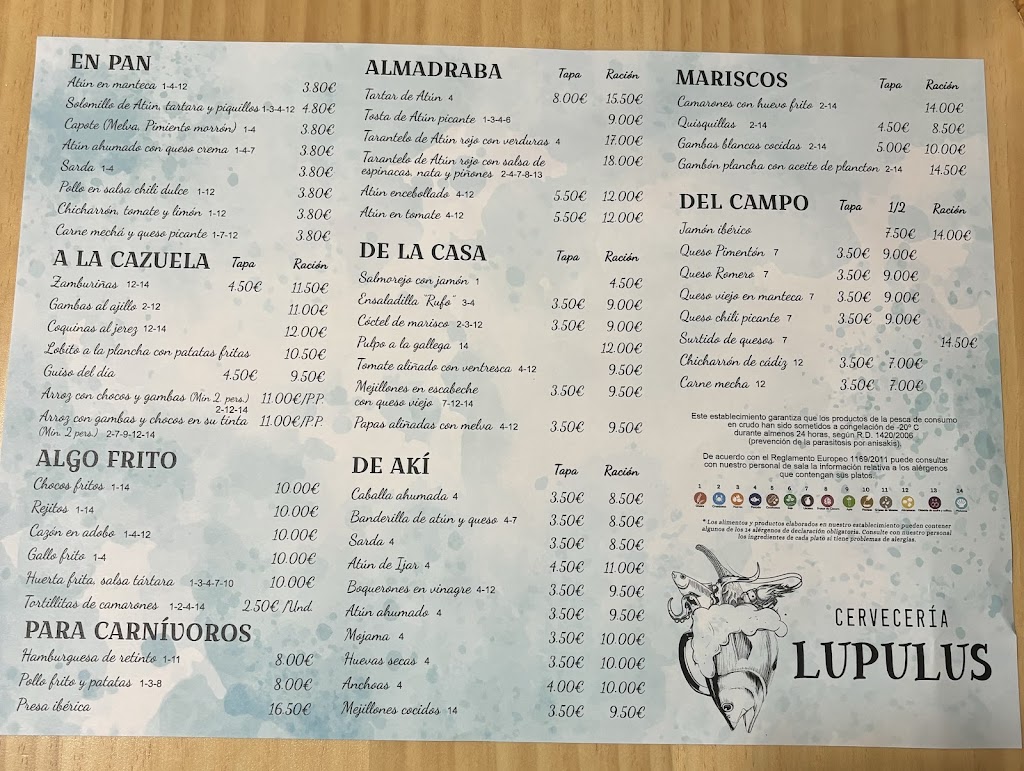 Lupulus Cerveceria — Carta