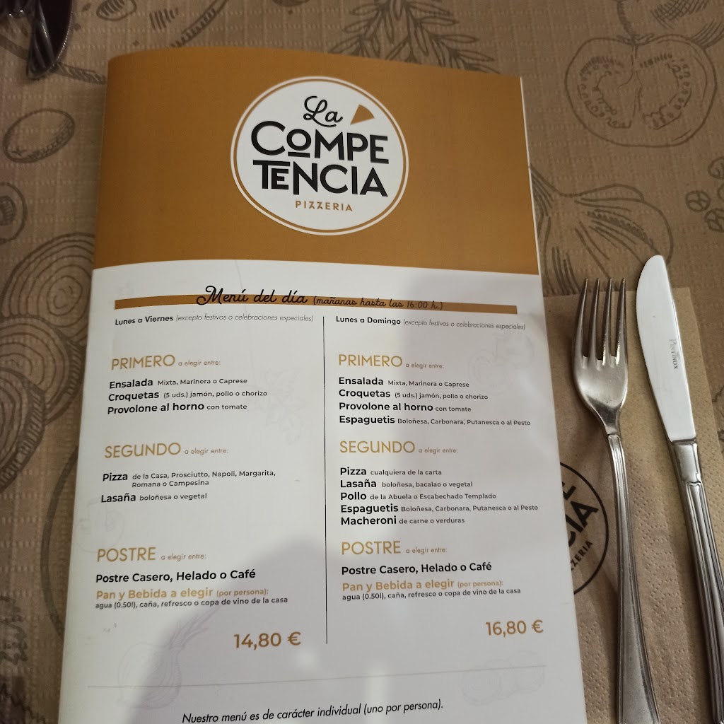 Pizzeria La Competencia — Carta