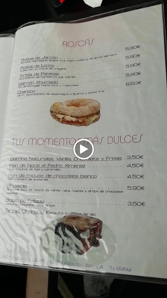 Restaurante Changoo — Carta