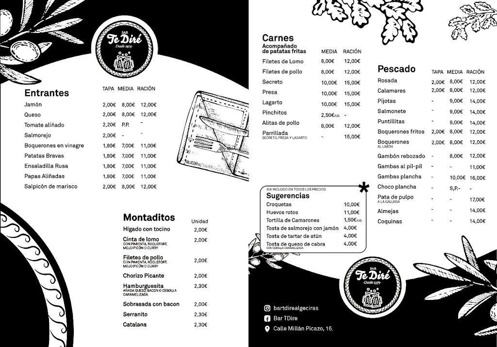 Bar Te Dire — Carta
