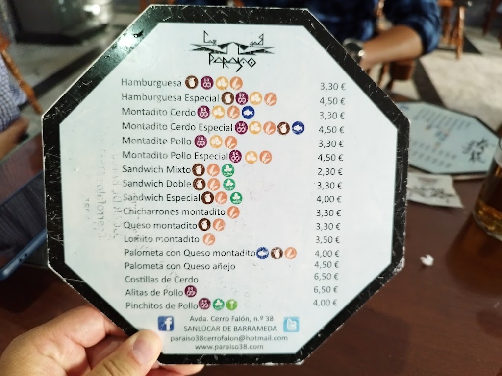 Cafe Bar " Paraiso " — Carta