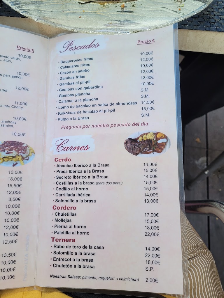 Meson Restaurante Pizoton — Carta