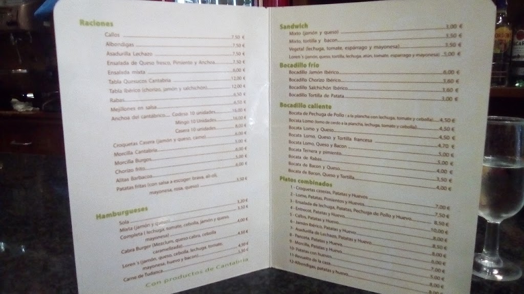 Bar Loren's — Carta