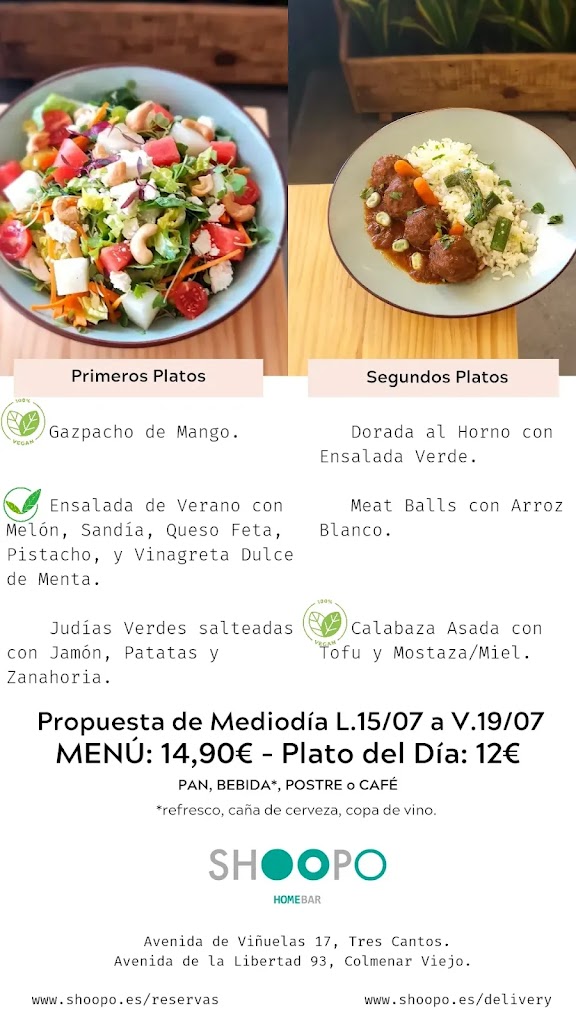 SHOOPO Tres Cantos — Carta