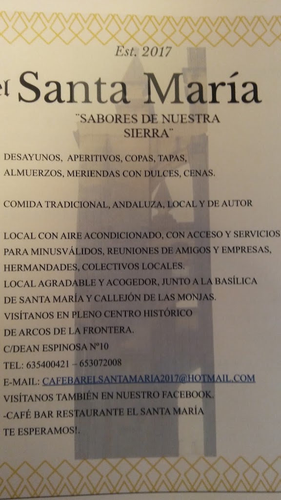 Cafe bar restaurante el puerto de santa maria — Carta