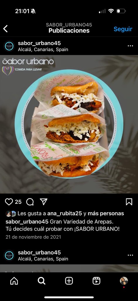 Arepera Sabor Urbano Guia de Isora — Carta