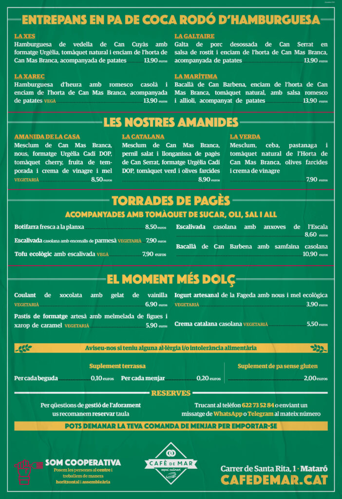 Espai Culinari Cafe de Mar — Carta
