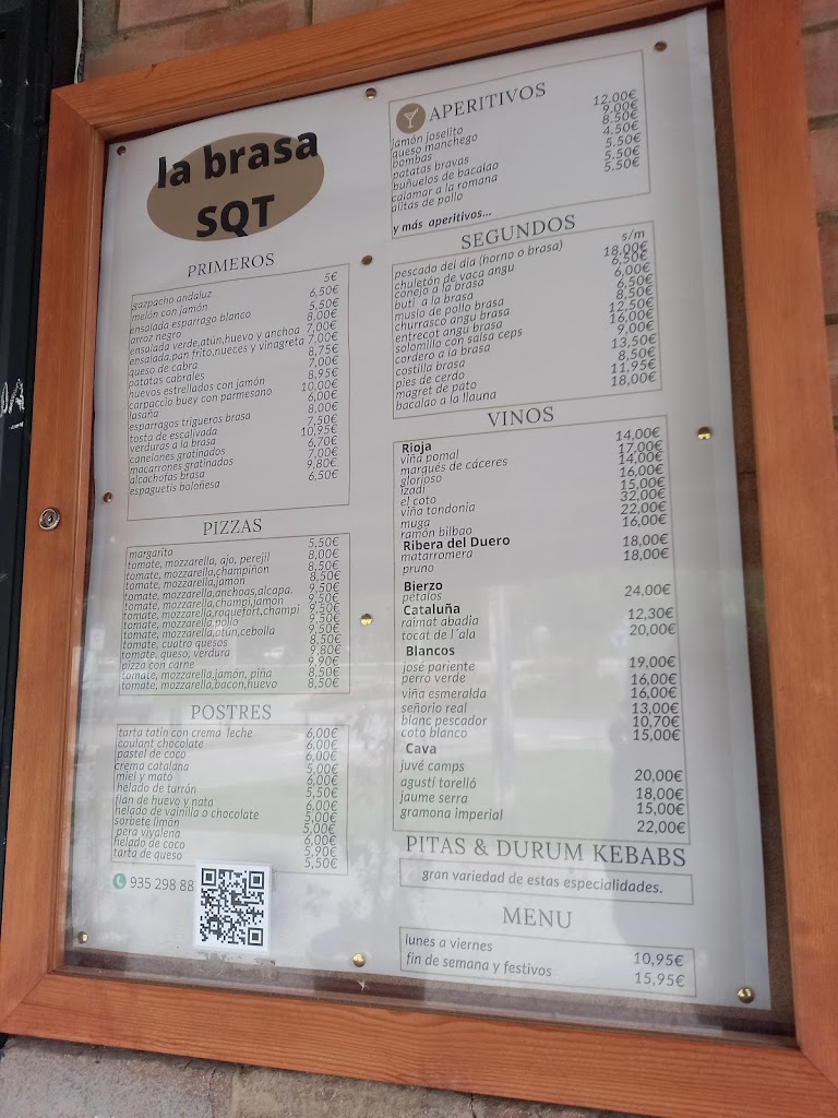 La Brasa Sant Cugat del Valles — Carta