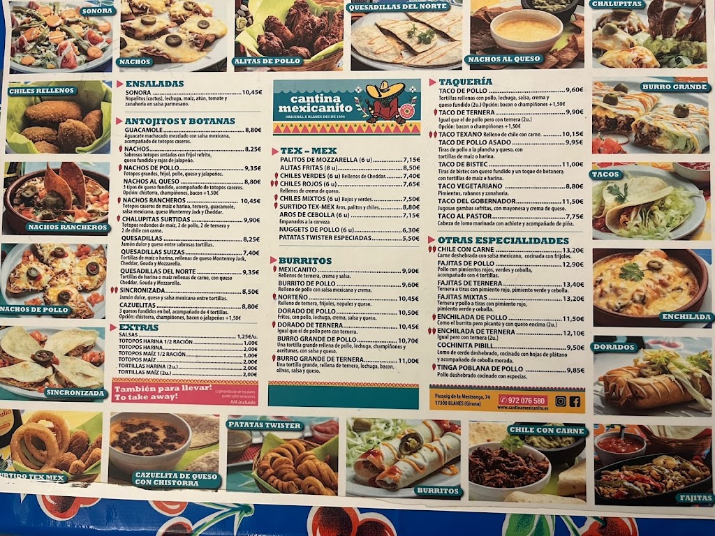 Restauranten Mexicanito Beach — Carta