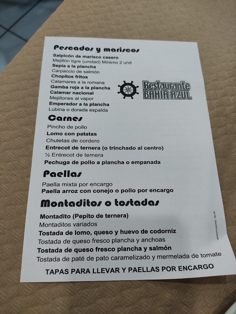 Taperia Bahia — Carta