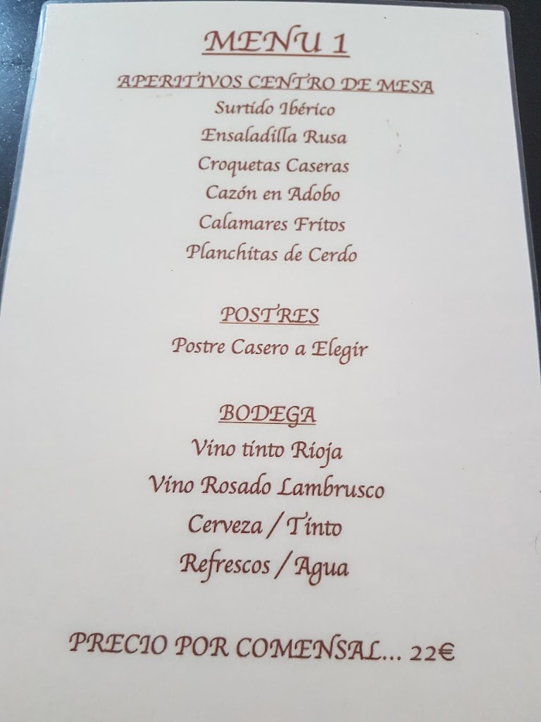 Asociacion Tiempo Libre La Tinaja — Carta