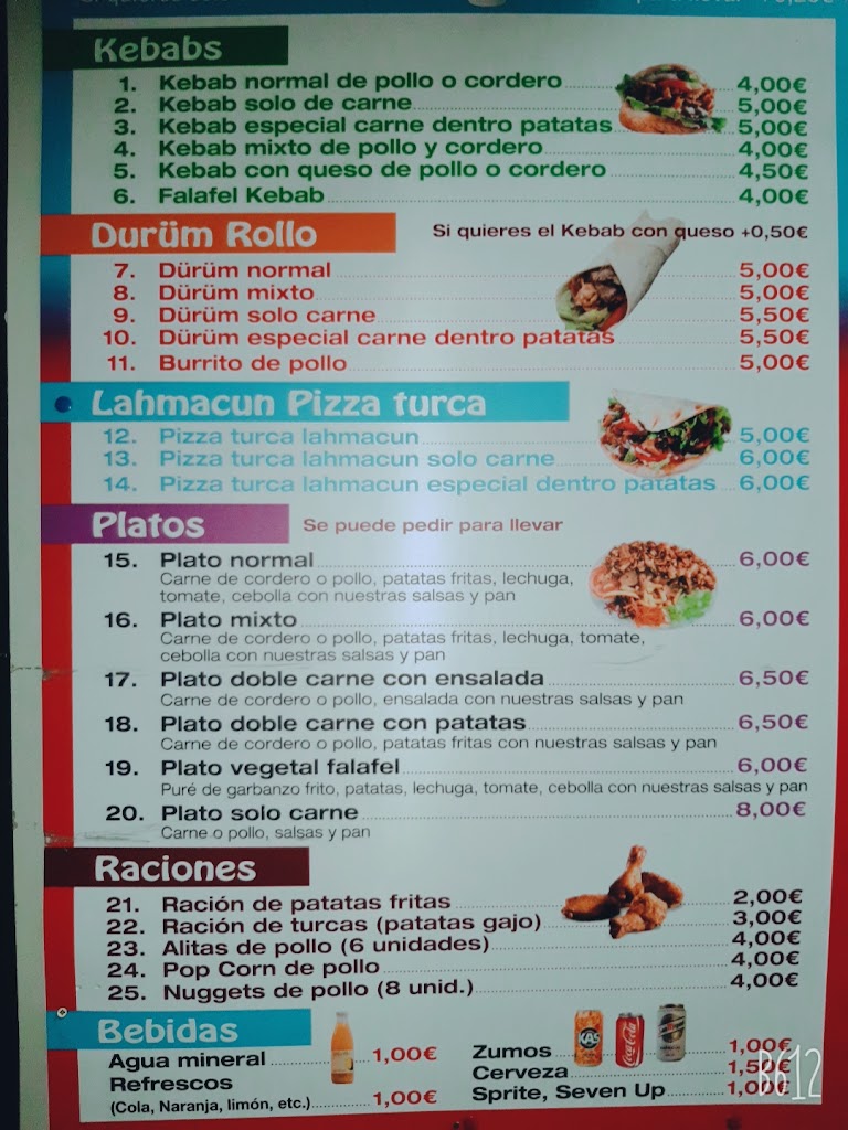 Euskadi Doner Kebab — Carta