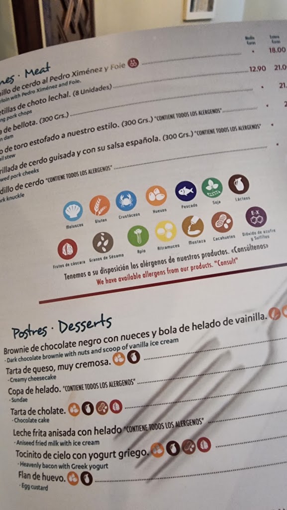 Cafe Bar La Espuela — Carta
