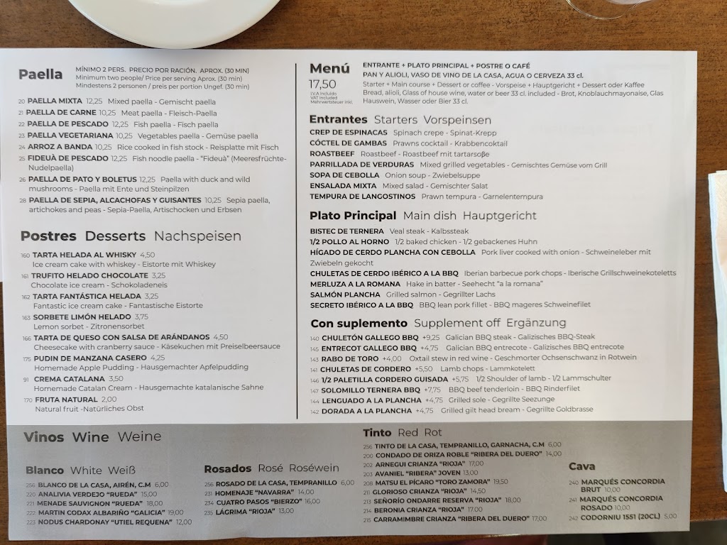 Restaurante Montgo — Carta