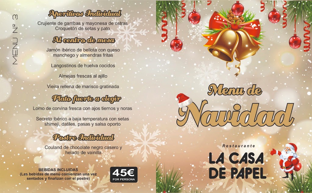 Restaurante La Casa De Papel — Carta