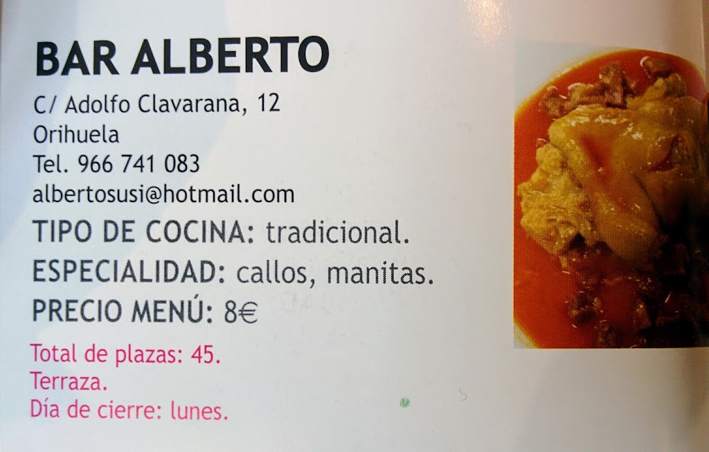 Bar Alberto — Carta