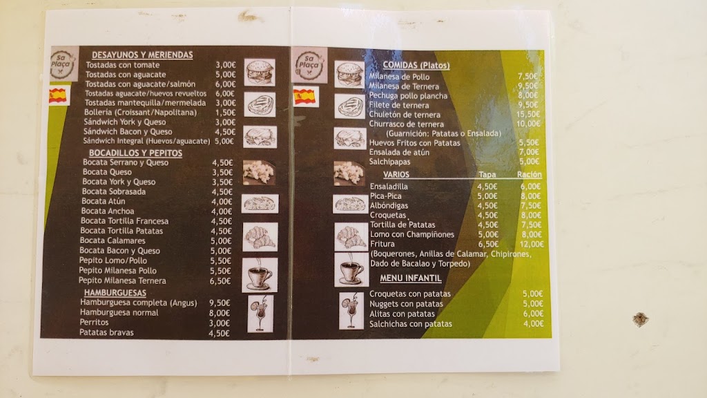 Cafeteria Sa Placa — Carta
