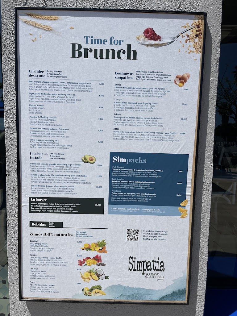 Simpatia & Friends Gastrobar by htopgroup — Carta