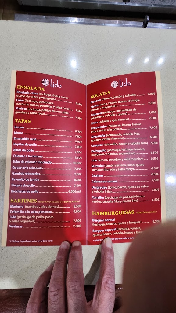 Cafeteria Lido Alcasser - Bar, Tapas y Almuerzos — Carta