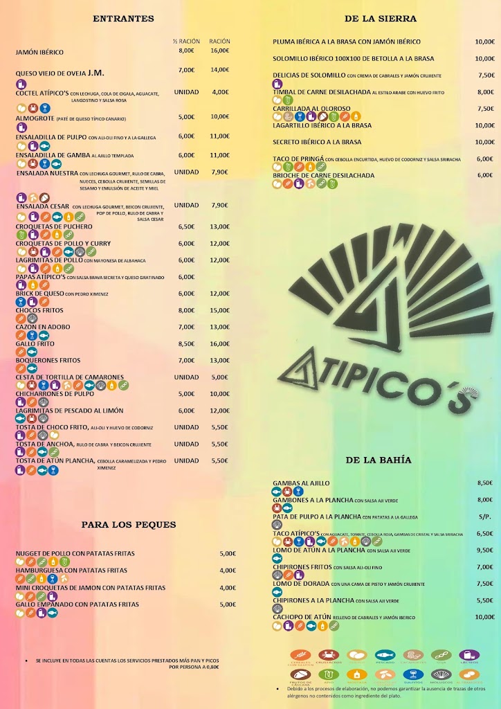 Atipicos Bar Puerto Real — Carta