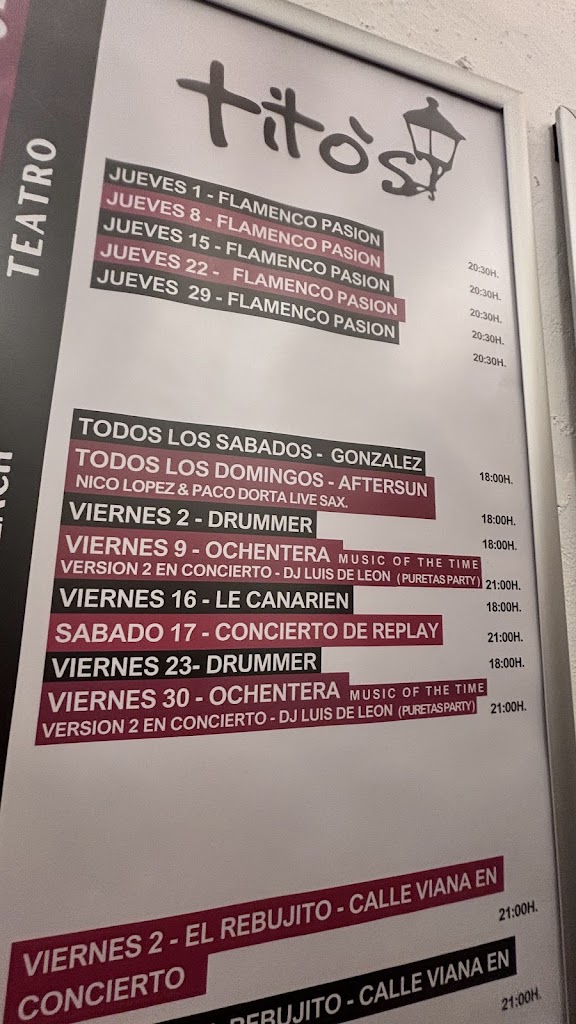 Tito's Bodeguita — Carta