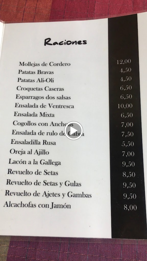 Restaurante Antelo — Carta