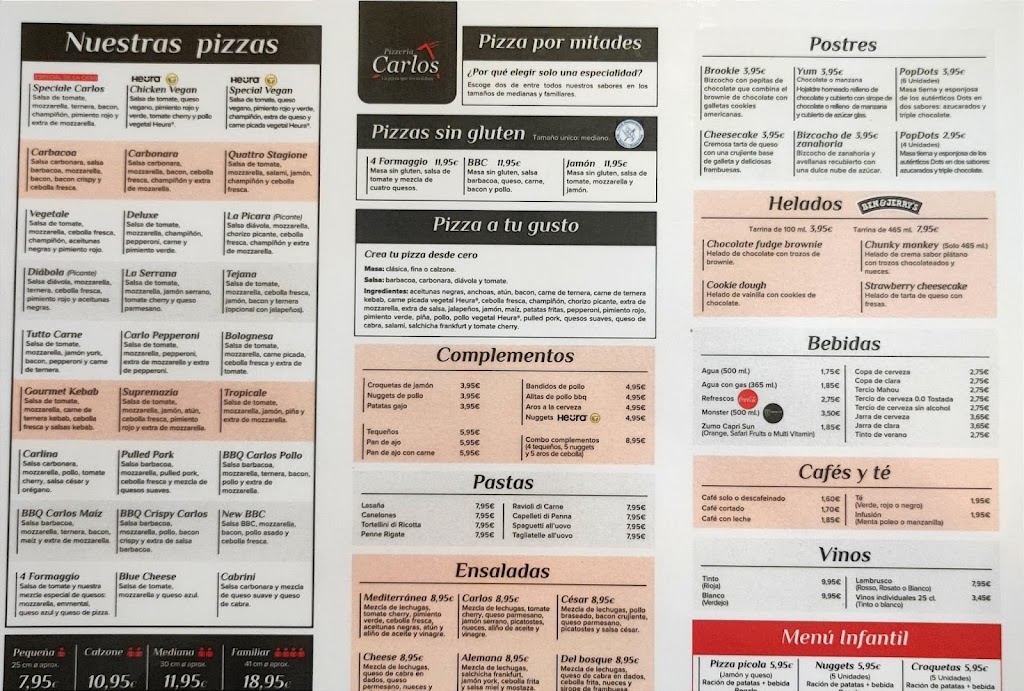 Pizzeria Carlos I Torrevieja — Carta