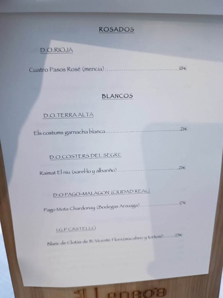 La Llenega — Carta