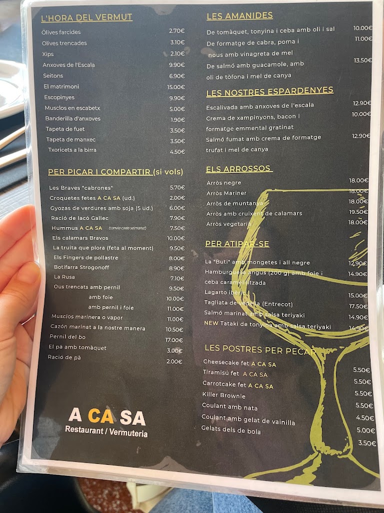 Restaurant A CA SA — Carta