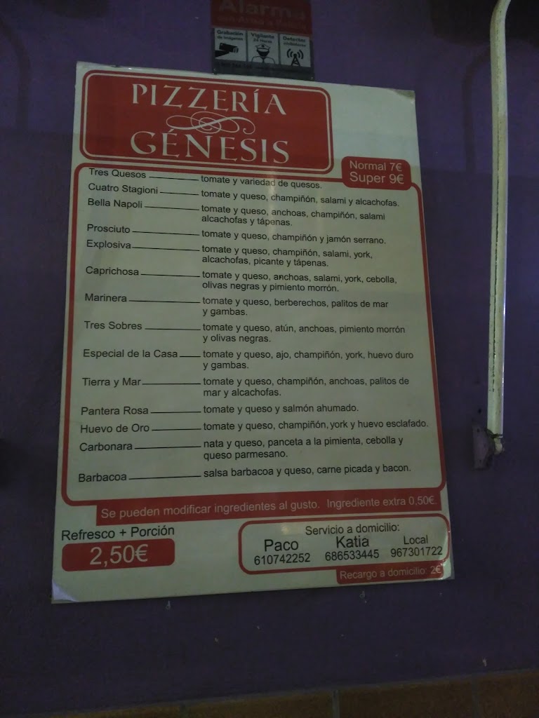 Cerveceria Genesis — Carta