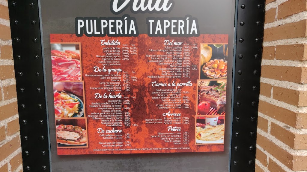 Pulperia taperia Villa — Carta