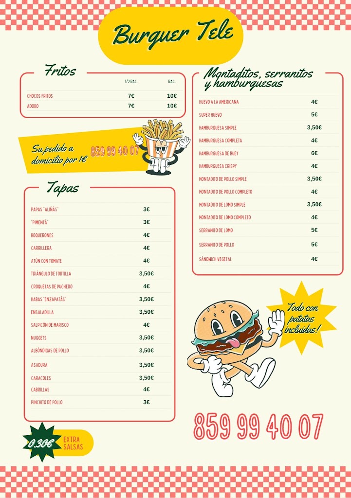 Burguer tele — Carta