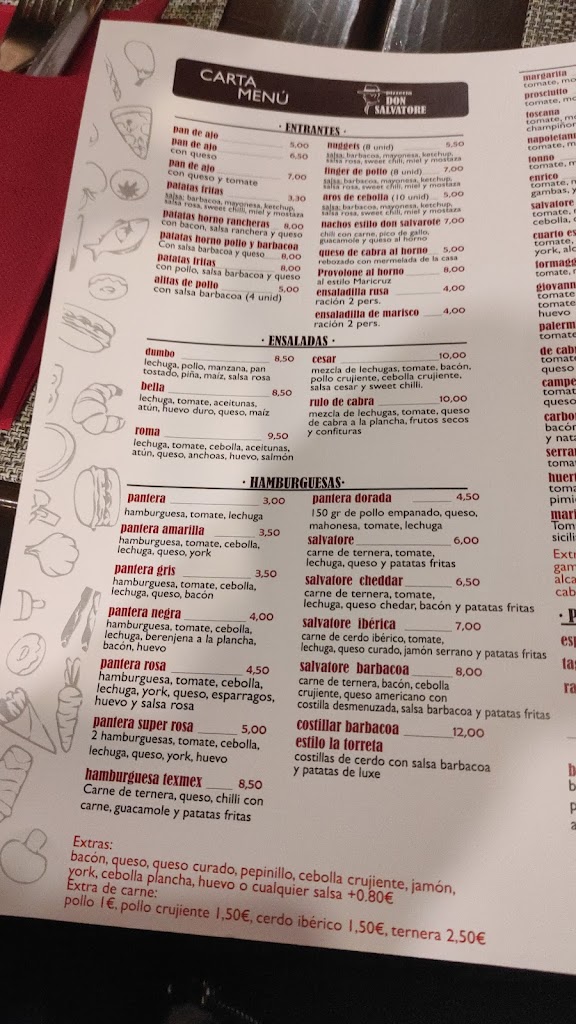 Pizzeria Don Salvatore — Carta